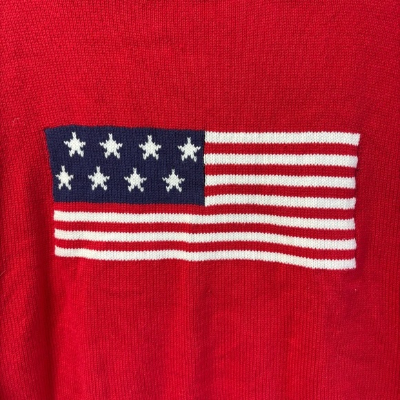 Vintage American Flag Red Knit Sleeveless Sweater Top XL - Picture 4 of 7